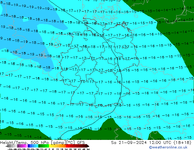 Yükseklik/Sıc. 500 hPa GFS Cts 21.09.2024 12 UTC