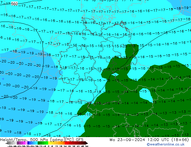 Z500/Rain (+SLP)/Z850 GFS Mo 23.09.2024 12 UTC