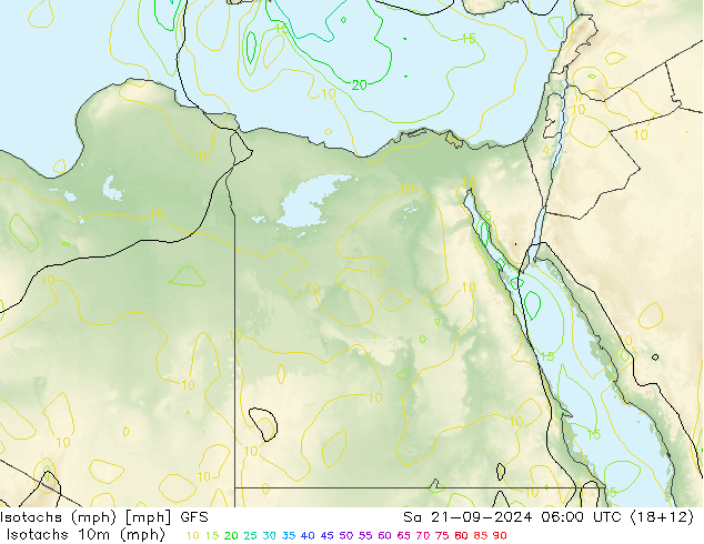 Isotachs (mph) GFS Sa 21.09.2024 06 UTC