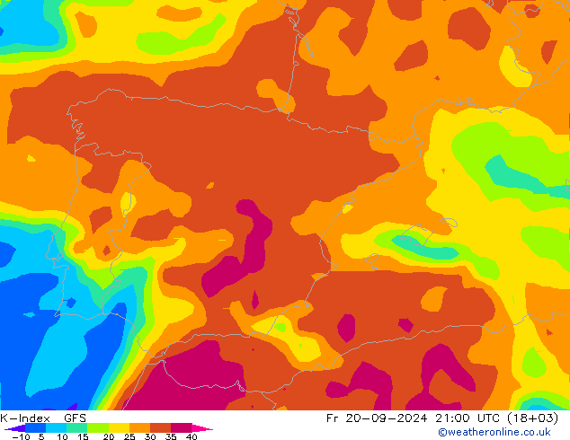 K-Index GFS пт 20.09.2024 21 UTC