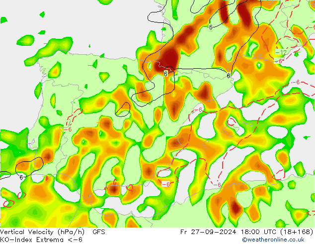 Convectie-Index GFS vr 27.09.2024 18 UTC