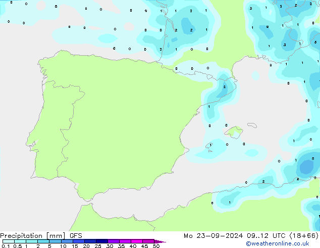 Precipitation GFS Mo 23.09.2024 12 UTC