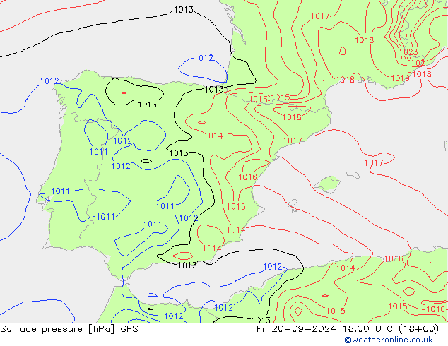 Bodendruck GFS Fr 20.09.2024 18 UTC