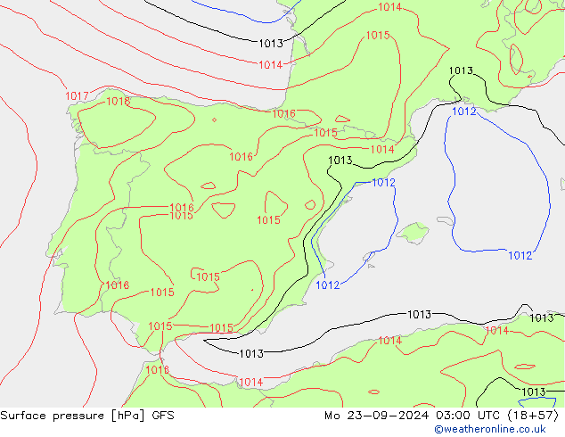 Luchtdruk (Grond) GFS ma 23.09.2024 03 UTC