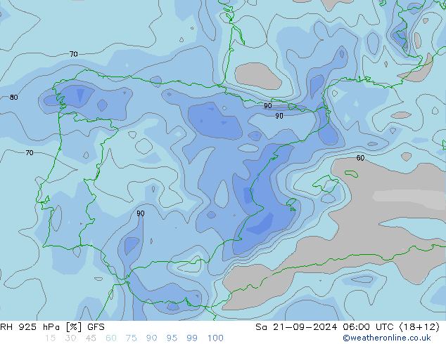 RH 925 hPa GFS So 21.09.2024 06 UTC