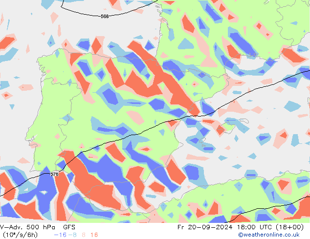 V-Adv. 500 hPa GFS Pá 20.09.2024 18 UTC