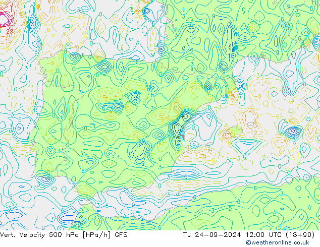 Vert. Velocity 500 hPa GFS Út 24.09.2024 12 UTC