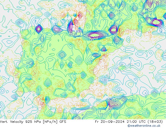 Vert. Velocity 925 hPa GFS  20.09.2024 21 UTC