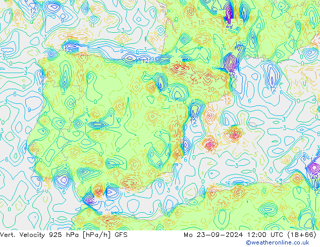 Vert. Velocity 925 hPa GFS Mo 23.09.2024 12 UTC