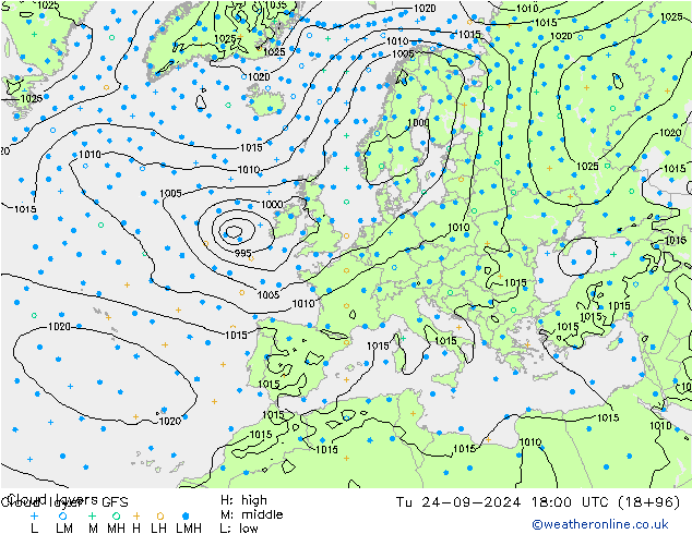 Cloud layer GFS Tu 24.09.2024 18 UTC