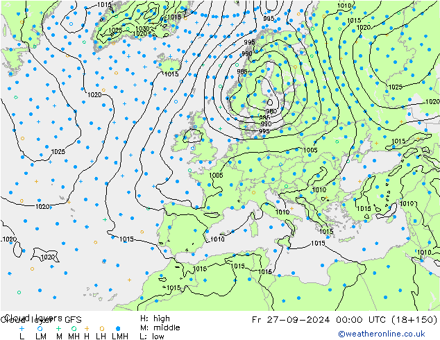 Cloud layer GFS Fr 27.09.2024 00 UTC