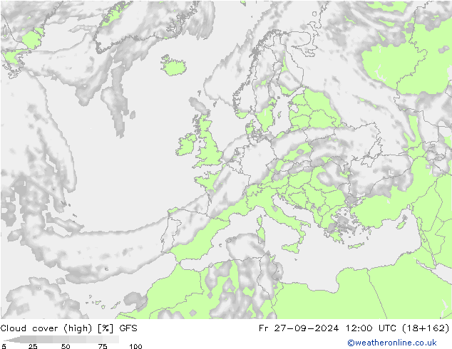 zachmurzenie (wysokie) GFS pt. 27.09.2024 12 UTC