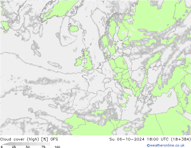 Wolken (hohe) GFS So 06.10.2024 18 UTC