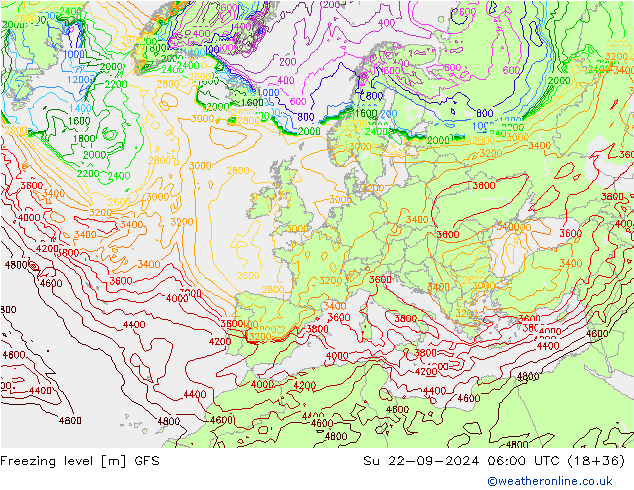 Freezing level GFS dom 22.09.2024 06 UTC