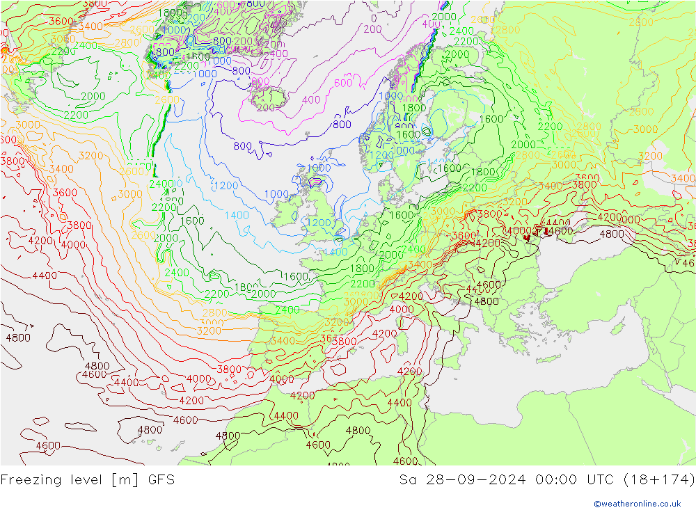 Freezing level GFS sáb 28.09.2024 00 UTC