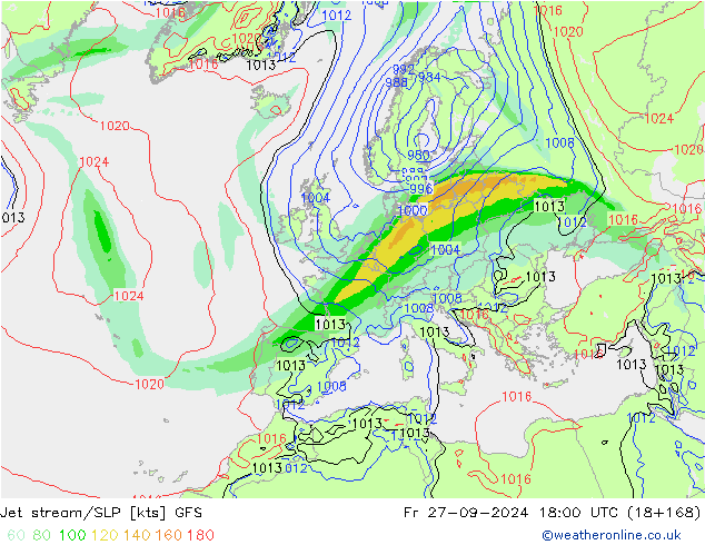 Polarjet/Bodendruck GFS Fr 27.09.2024 18 UTC