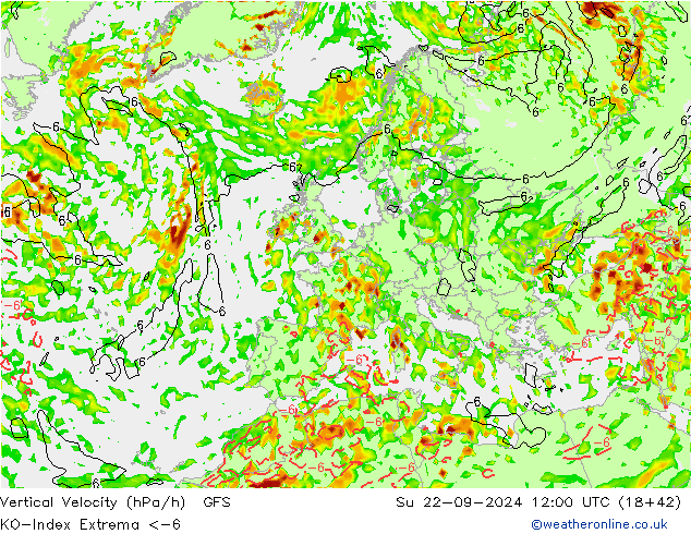 Convectie-Index GFS zo 22.09.2024 12 UTC