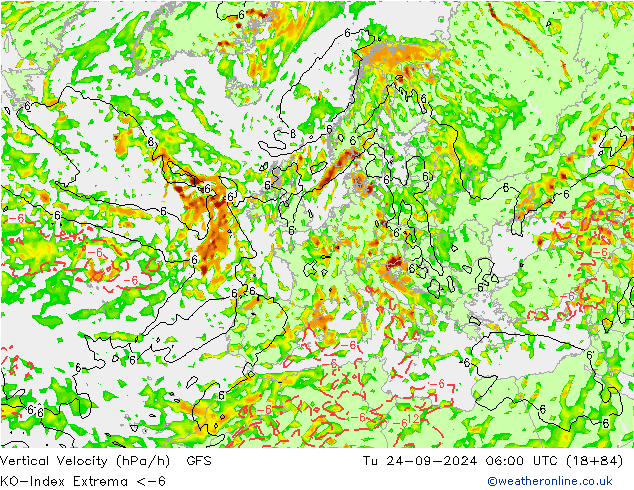 Convection-Index GFS вт 24.09.2024 06 UTC