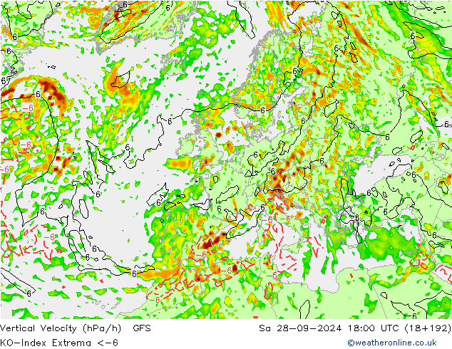 Konvektiv-Index GFS Sa 28.09.2024 18 UTC