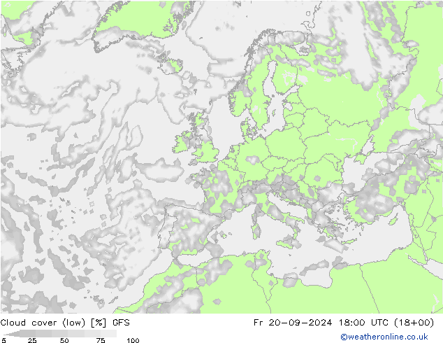 Nubes bajas GFS vie 20.09.2024 18 UTC