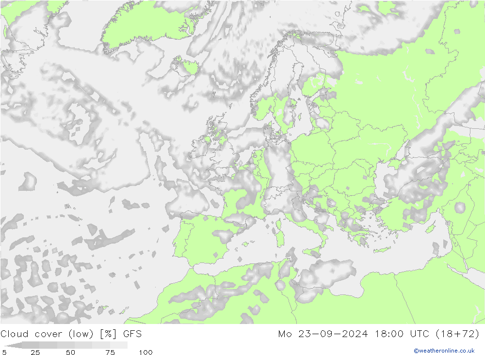 Nuages (bas) GFS lun 23.09.2024 18 UTC