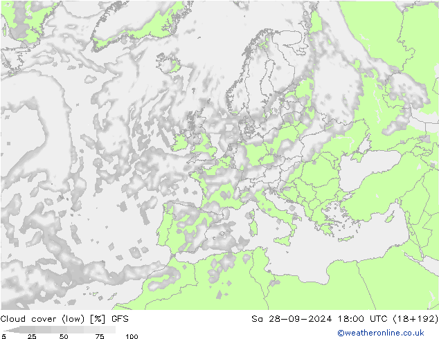 Wolken (tief) GFS Sa 28.09.2024 18 UTC