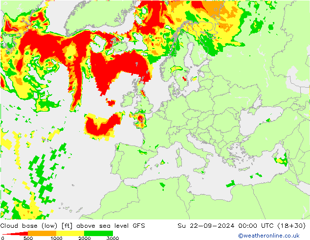 Cloud base (low) GFS dom 22.09.2024 00 UTC