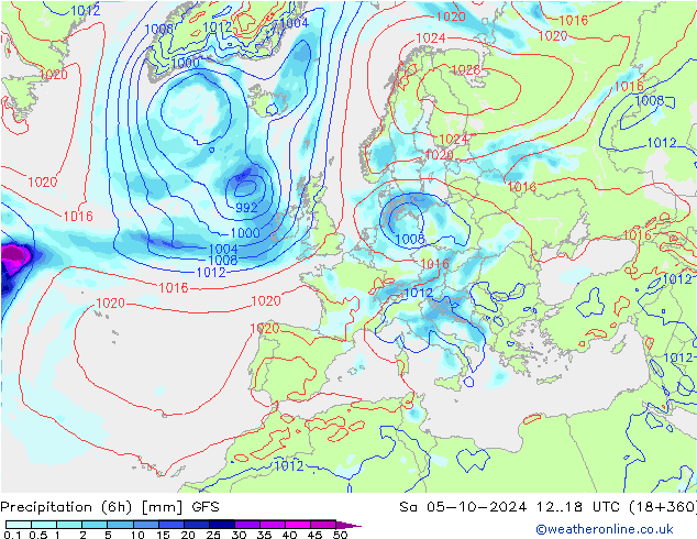 opad (6h) GFS so. 05.10.2024 18 UTC