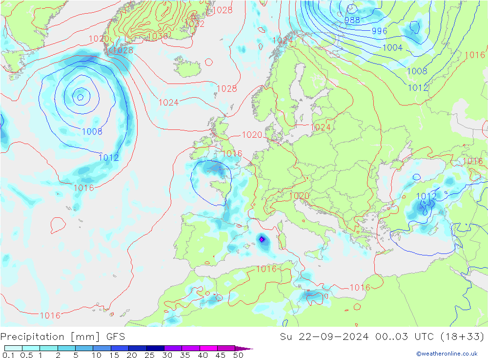 Precipitazione GFS dom 22.09.2024 03 UTC