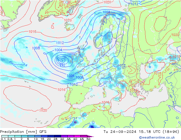 Niederschlag GFS Di 24.09.2024 18 UTC