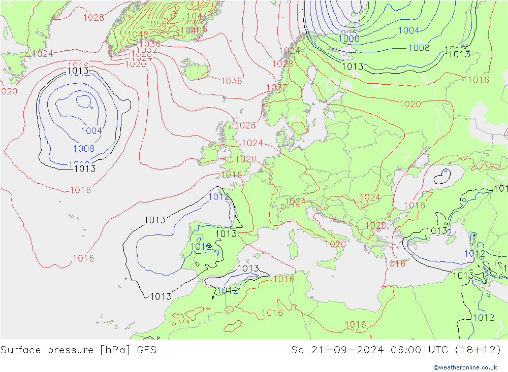 Bodendruck GFS Sa 21.09.2024 06 UTC