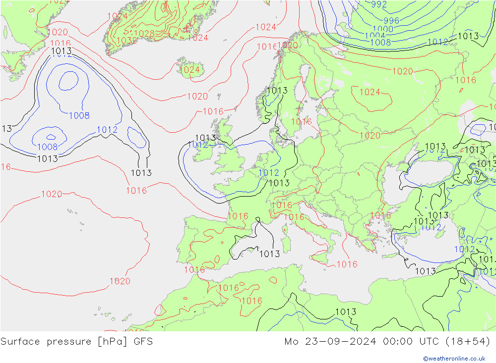 Yer basıncı GFS Pzt 23.09.2024 00 UTC