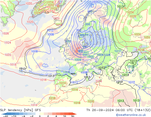 SLP tendency GFS Qui 26.09.2024 06 UTC