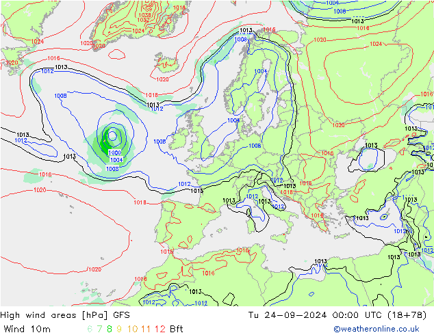 Sturmfelder GFS Di 24.09.2024 00 UTC