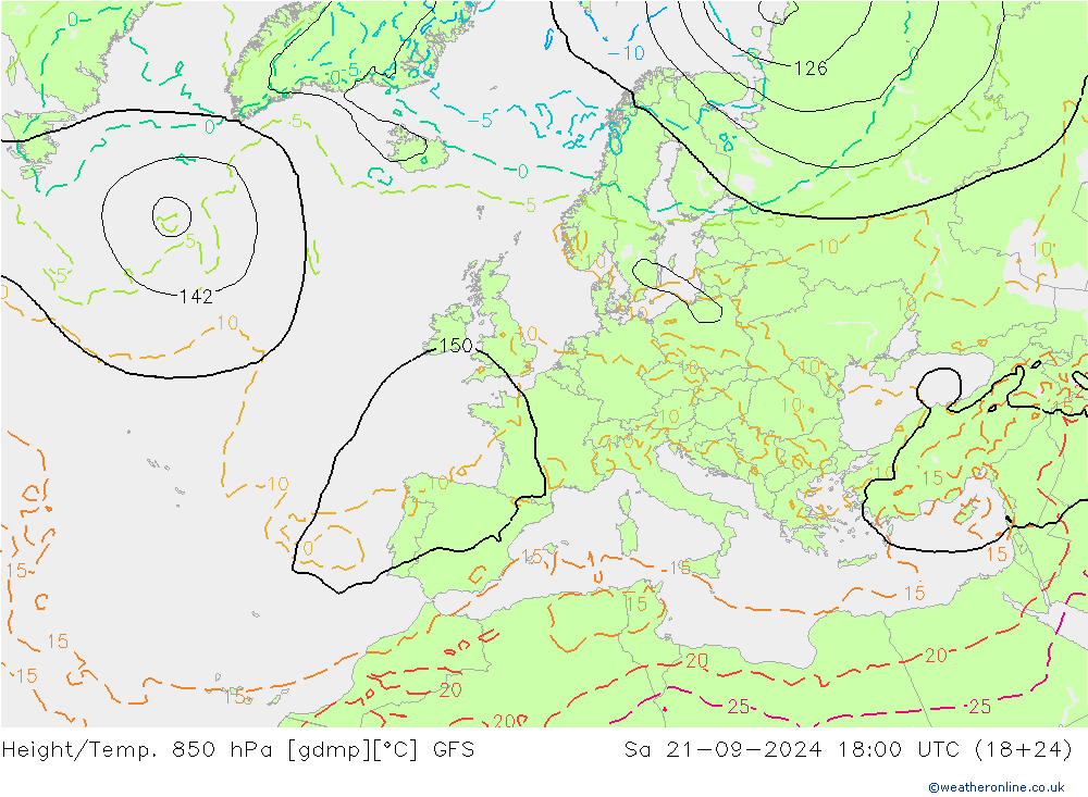 Z500/Rain (+SLP)/Z850 GFS Sa 21.09.2024 18 UTC