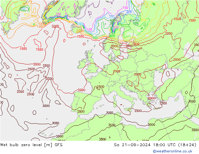 Theta-W Zero termico GFS sab 21.09.2024 18 UTC