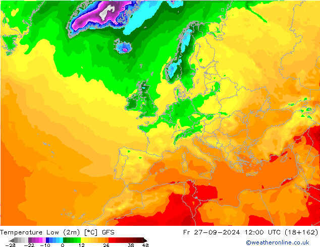 Min.  (2m) GFS  27.09.2024 12 UTC