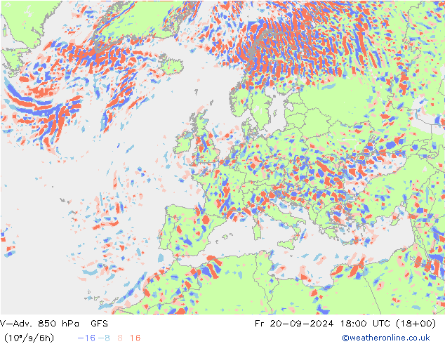 V-Adv. 850 hPa GFS Pá 20.09.2024 18 UTC