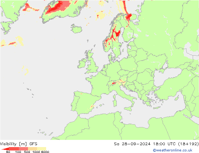 Visibility GFS Sa 28.09.2024 18 UTC