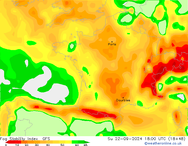 Fog Stability Index GFS zo 22.09.2024 18 UTC