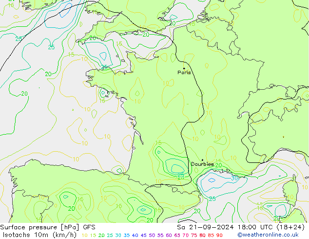 Isotachen (km/h) GFS September 2024