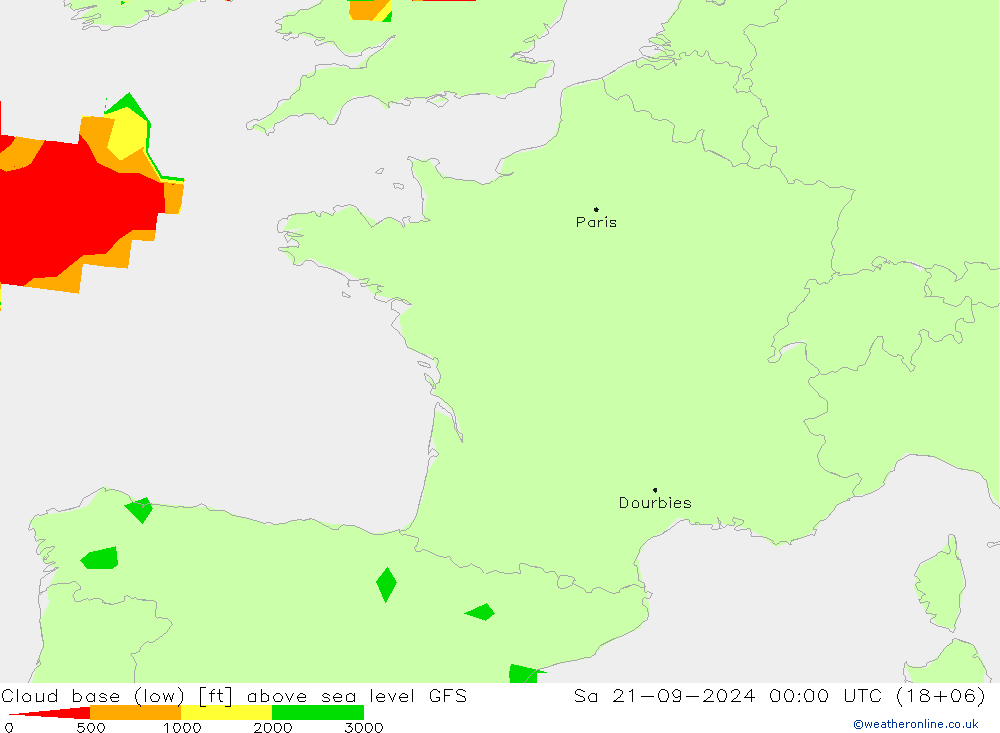 Cloud base (low) GFS septembre 2024