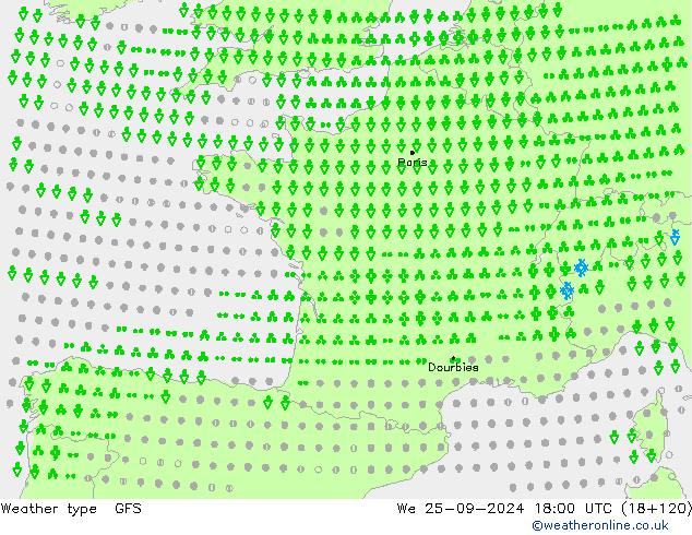 tipo de precipitação GFS Qua 25.09.2024 18 UTC