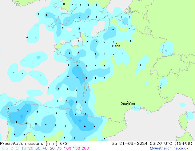 Nied. akkumuliert GFS Sa 21.09.2024 03 UTC