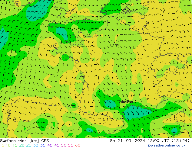 Bodenwind GFS Sa 21.09.2024 18 UTC