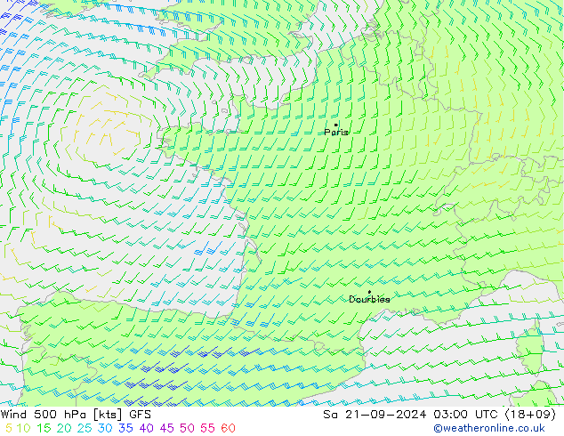 Wind 500 hPa GFS Sa 21.09.2024 03 UTC