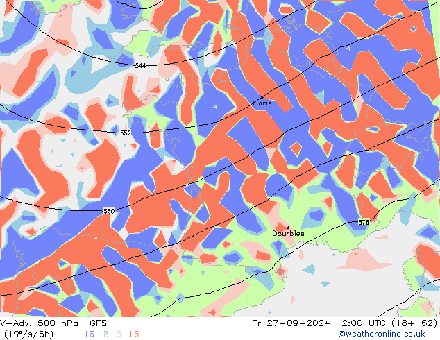 V-Adv. 500 hPa GFS ven 27.09.2024 12 UTC