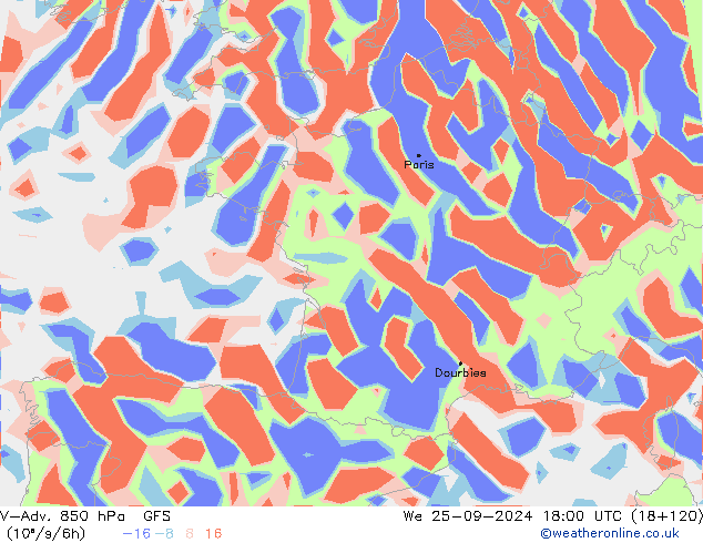 V-Adv. 850 hPa GFS We 25.09.2024 18 UTC