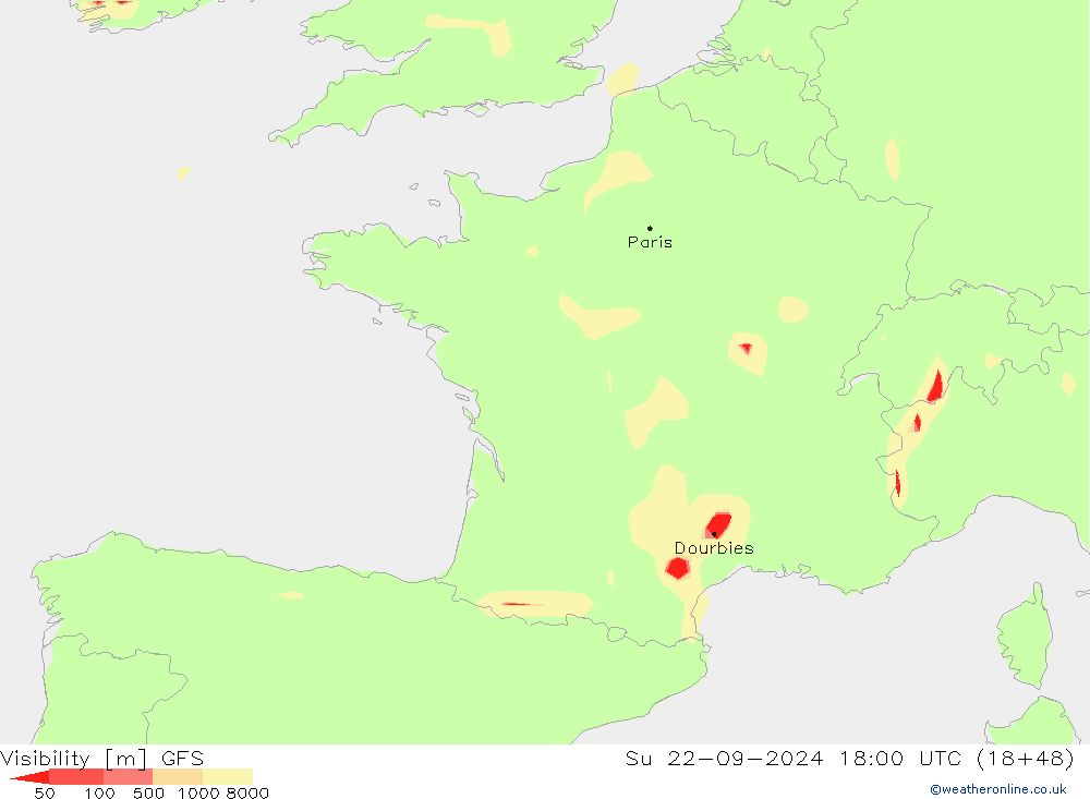 Sichtweite GFS So 22.09.2024 18 UTC