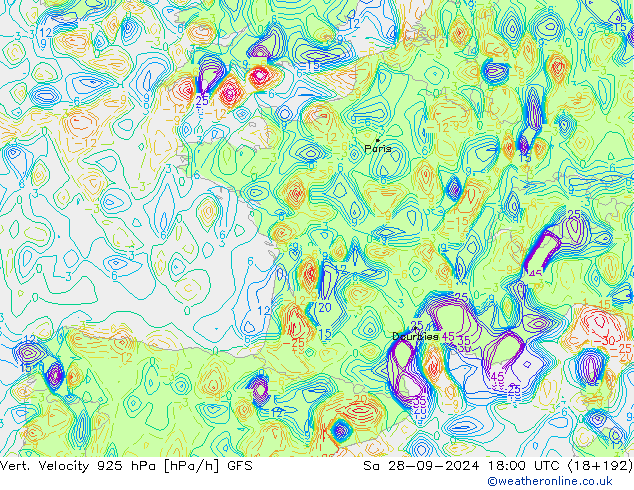 Vert. Velocity 925 hPa GFS  28.09.2024 18 UTC